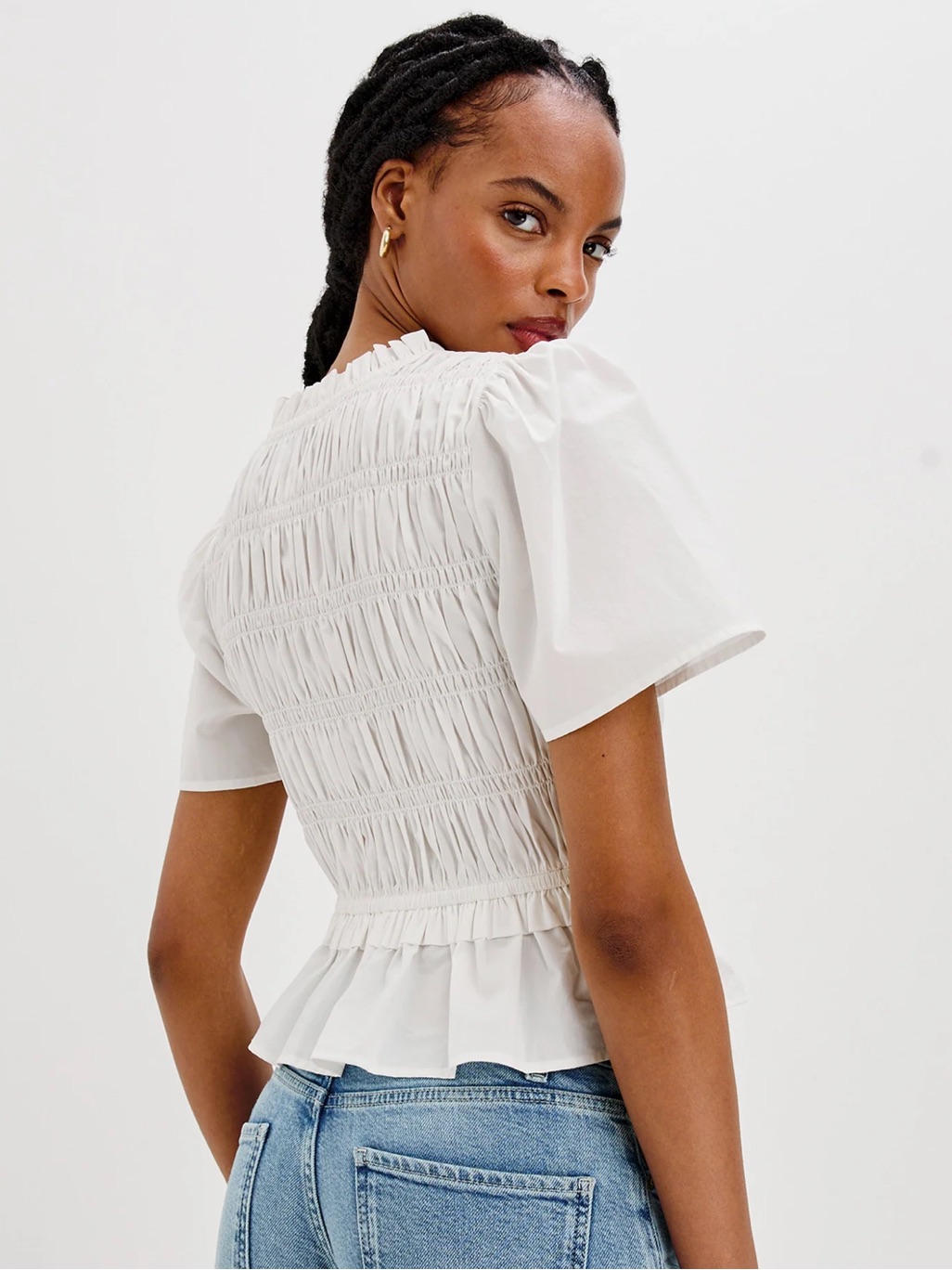 Rails Portia White Smocked Tie-Front Top — image 7 of 7